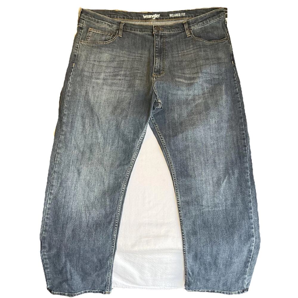 Wrangler Men Jeans 42X30 Blue Denim Button 30" Inseam Straight Leg Mid Rise